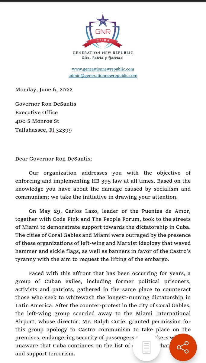GNewRepublic's tweet photo. Letter to Governor Ron DeSantis
.@GovRonDeSantis .@RonDeSantisFL
#WeThePeople is our responsibility to keep and defend the land of the free and the home of the brave. https://t.co/uK2Mnj4AlT