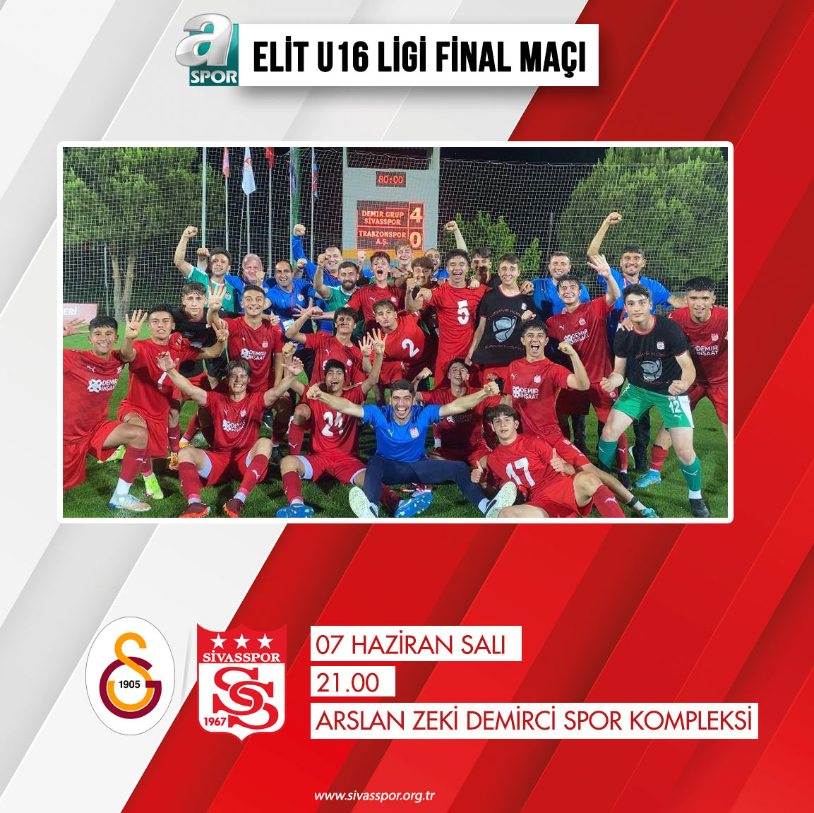 U16 takımımız şampiyonluk için sahaya çıkıyor. 🏆

Genç Yiğidolarımız 2021-2022 sezonu Elit U16 Ligi final maçında yarın saat 21.00'de Galatasaray ile karşılaşacak.

Mücadele Aspor'dan canlı yayınlanacak. 

#GösterGücünü