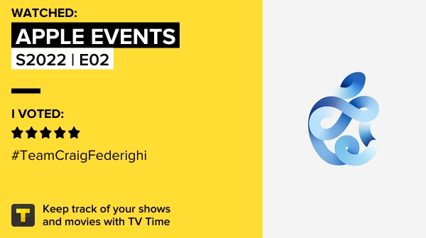 thony_elsy's tweet image. Je viens de regarder S2022 | E02 de Apple Events! #applekeynotes  tvtime.com/r/2o5Fy #tvtime