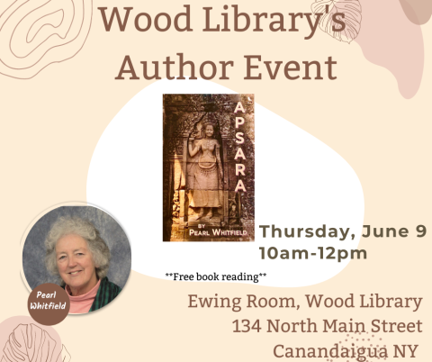 Wood_Library's tweet image. Join Author Pearl Whitfield Thursday, June 9th @ 10 am to discuss her new novel "Apsara" set in 12th-century Cambodia, where a young girl in a remote village is chosen to train as a court dancer (apsara) for King Jayavarman VII.