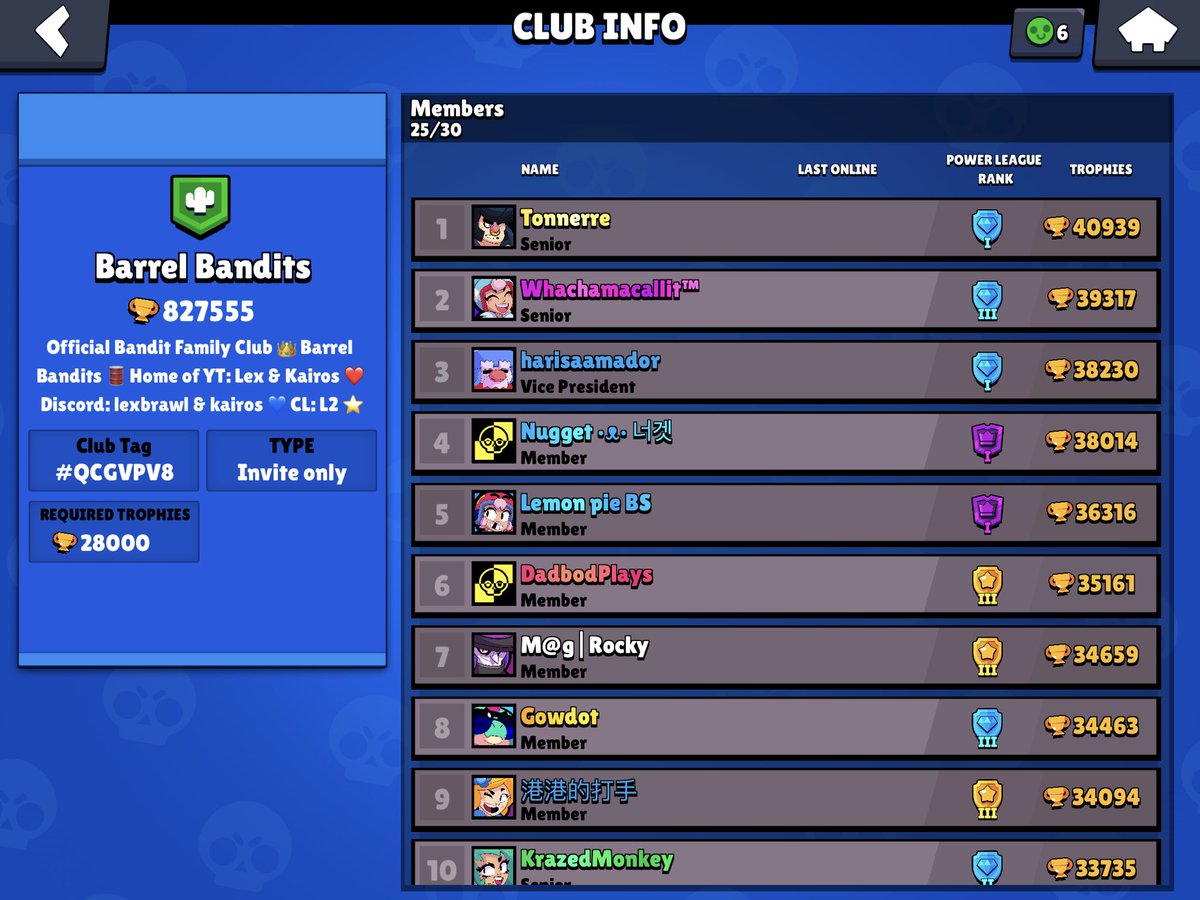 Barrel Bandits, part of Bandit family, super active club is looking for members,28k+ request in band #BrawlStars join up 😃