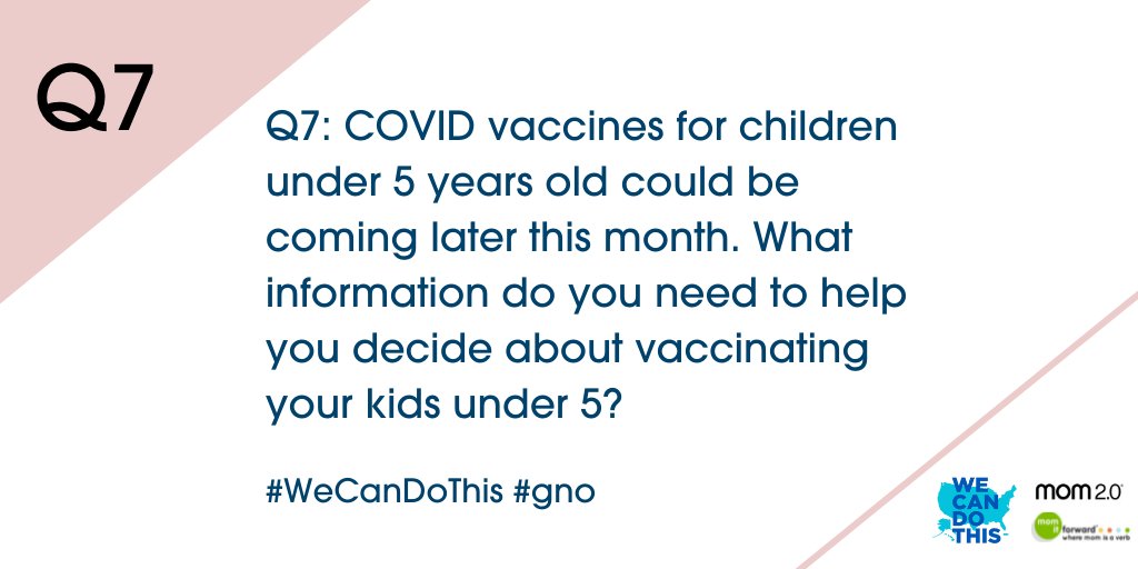mom2summit's tweet image. Q7: COVID VACCINES FOR CHILDREN UNDER 5 YEARS OLD COULD BE COMING LATER THIS MONTH. WHAT INFORMATION DO YOU NEED TO HELP YOU DECIDE ABOUT VACCINATING YOUR KIDS UNDER 5? #WeCanDoThis #gno PLS RT