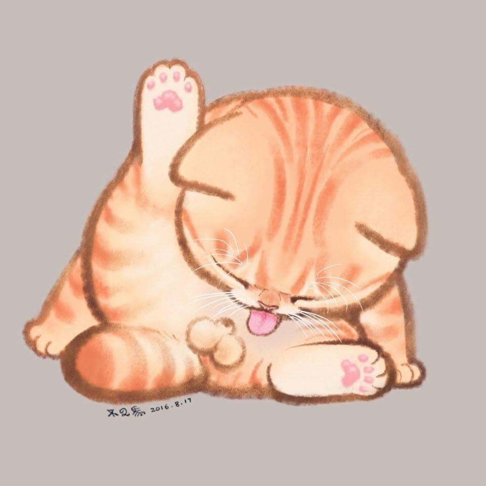 Пухлый котик рисунок