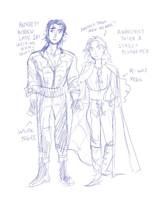Doodling Dinta and Renya in clothes that aren't se Asian inspired 