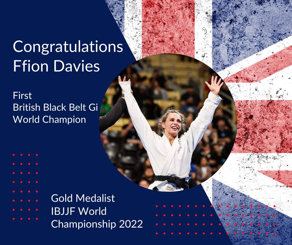 We'd like to wish a huge congratulations to Ffion Davies who has become the UK's first-ever Black Belt-Gi World Champion after she won gold at the IBJJF World Championships. 

 Her dedication and commitment are inspirational.
