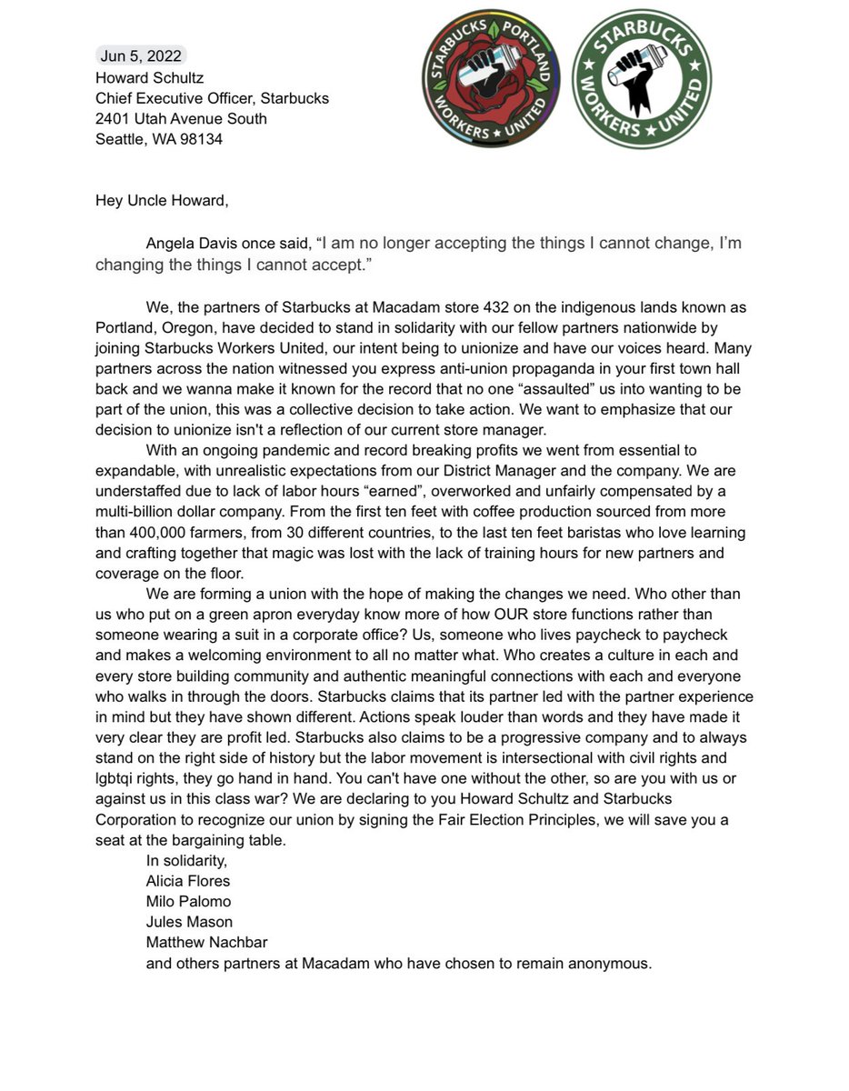 SBWorkersUnited's tweet image. Macadam store in Portland, OR has entered the chat! We’re excited to represent a generation of the working class who hope for a brighter future!🫡