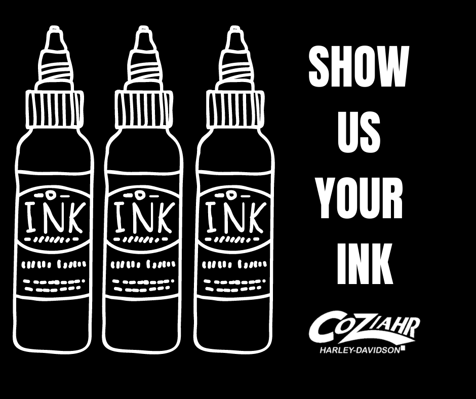 CoziahrHD's tweet photo. We want to see your ink! Submit a photo of your body art to be judged at the 2nd Annual Iron &amp; Ink Event on June 11th from 11-4! Prizes for 1st, 2nd, and 3rd place! 
To submit your photos, email a photo and your contact information to michele@coziahrhd.com! https://t.co/duxmTUvPIA