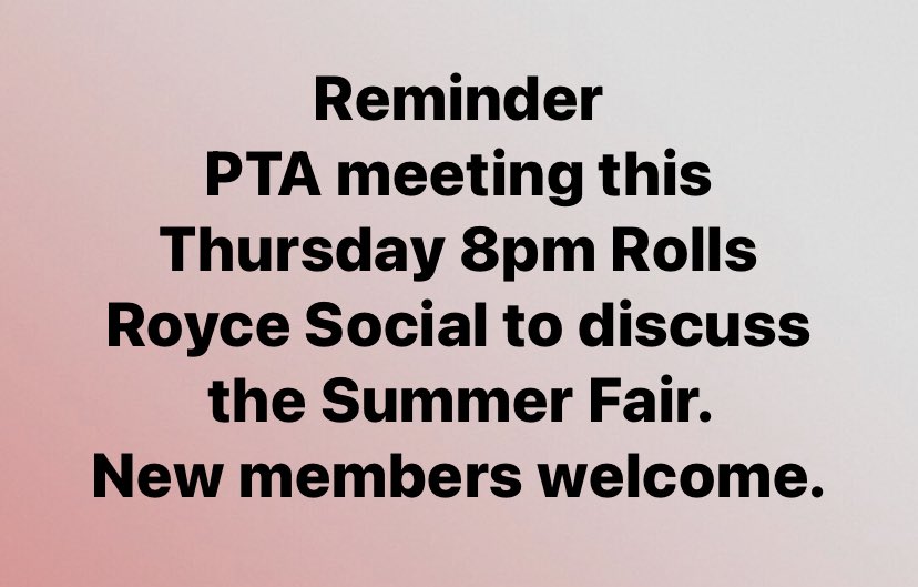 Come and join our PTA on Thursday 💙