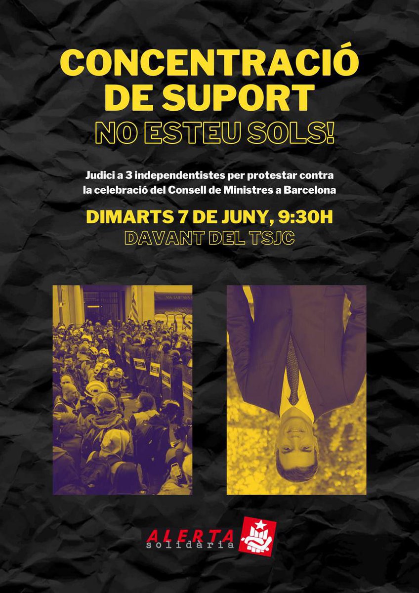 📣 #Sergiabsolució!               
📝Els companys del Sergi, a qui jutgen  demà, ens escriuen:

Farà ja més de tres anys que es va celebrar el Consell de Ministres a la ciutat de Barcelona, en un context d'agitació i protesta social, fruit del procés sobiranista.
(...)