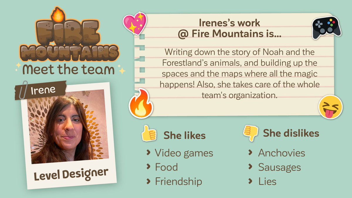 firemountainsvg's tweet photo. ✨MEET THE TEAM✨Today we introduce you to our marvelous level designer of the project! You can check her twitter account and https://t.co/rAzx73V0Wp if you are curious about her work @IreneMarinaB 🎮
 📌 https://t.co/fUM2w3hOqf 

#gamedev #indiedev https://t.co/K0wAWHKmAt