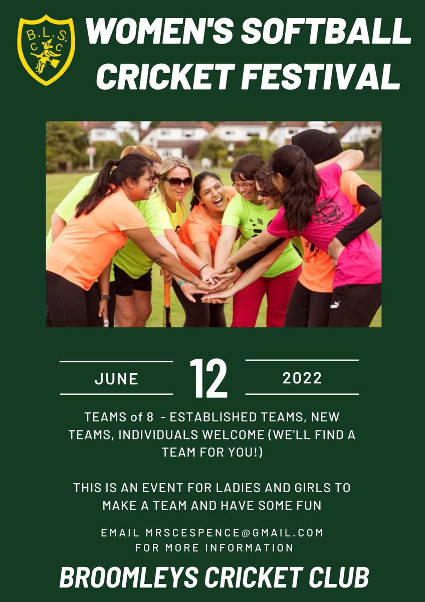 BroomleysCC's tweet photo. Don't forget this Sunday womens softball cricket day at BroomLeys Cricket Club. No experience needed if you want to enter a team please contact broomleysccchairman@gmail.com @fvcc @GDPCC @ibstocktowncc1 @AshbyHastingsCC @AppMagnaCC @leicsccc @landrcl @EastMidsWCL @heatherbeattie https://t.co/LVtVIJNmDt
