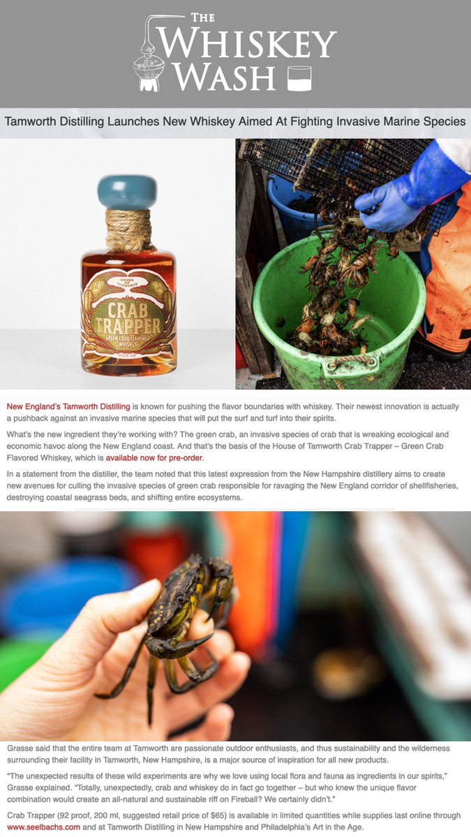 Quaker City Mercantile (@qcmercantile) on Twitter photo New England's Tamworth Distilling is known for pushing the flavor boundaries with whiskey🦀Their newest innovation is actually a push back against an invasive marine species that will put the surf and turf into their spirits 🌊 <a href="/WhiskeyWash/">The Whiskey Wash 🥃</a> <a href="/tamworthdistill/">Tamworth Distilling</a> New England's Tamworth Distilling is known for pushing the flavor boundaries with whiskey🦀Their newest innovation is actually a push back against an invasive marine species that will put the surf and turf into their spirits 🌊 <a href="/WhiskeyWash/">The Whiskey Wash 🥃</a> <a href="/tamworthdistill/">Tamworth Distilling</a>