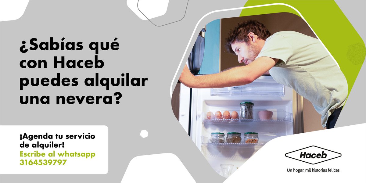 La vida no se detiene mientras llega tu electrodoméstico nuevo, por eso cuentas con el #ServicioDeAlquilerDeHaceb, para mantener tus ingredientes frescos en todo momento.
 Ingresa al siguiente link para agendar el tuyo:
bit.ly/39mQggR