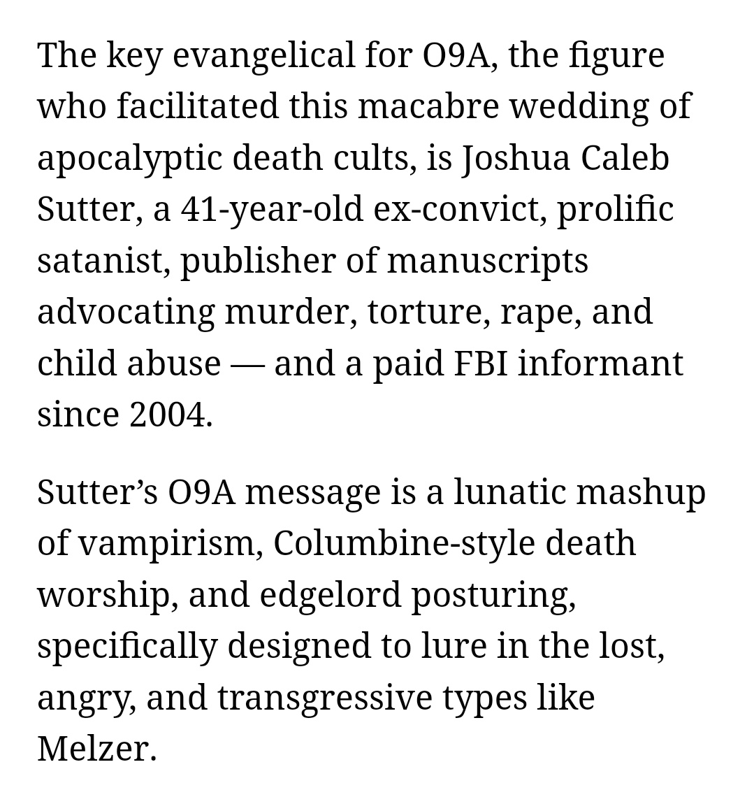 For close to 20 years, the FBI bankrolled one of the most extreme of satanic neo-Nazi publishing houses, which in turn radicalized thousands of people to the far-right online. https://www.rollingstone.com/culture/culture-features/the-satanist-neo-nazi-plot-to-murder-u-s-soldiers-1352629/