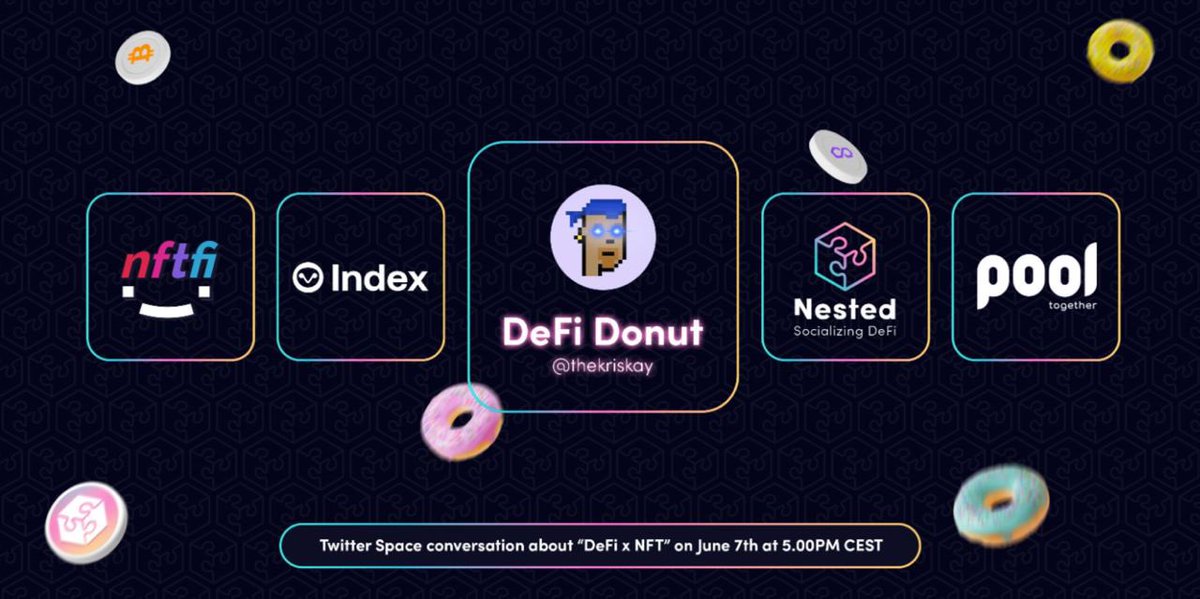 DeFi x NFT = the next wave 🌊

Mark your calendars! 📆

🔥🎙DeFi x NFT fireside chat alpha happening: 

- June 7th 12 pm EST / 9 am PST
- Juciest DeFi x NFT alpha

Hosted by yours truly, here on Twitter spaces 🔥 (see next tweet)