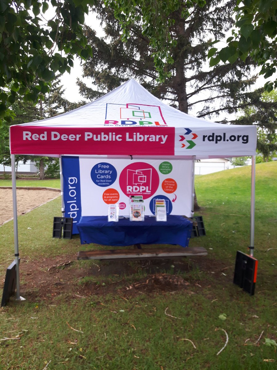 It was too rainy for the Book Bike today but we are still at the Mountview playground with our RDPL tent! Brave the weather and come see us until 3:15pm to grab your Book Bingo sheet and learn more about the Summer Reading Club! #RDPL #RDPLBookBike #RedDeer #yqf