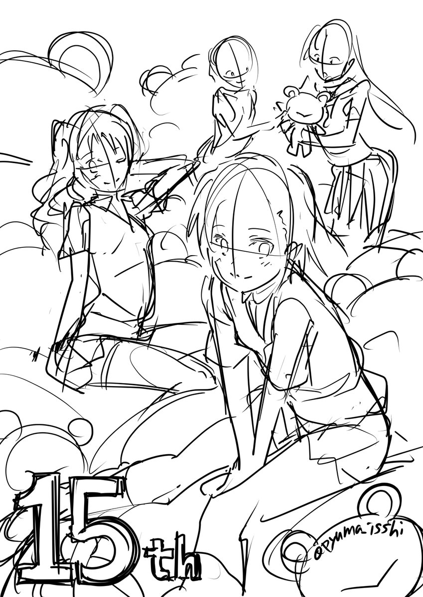超電磁砲15周年お祝いしたいなぁってラフ、頑張って仕上げる 