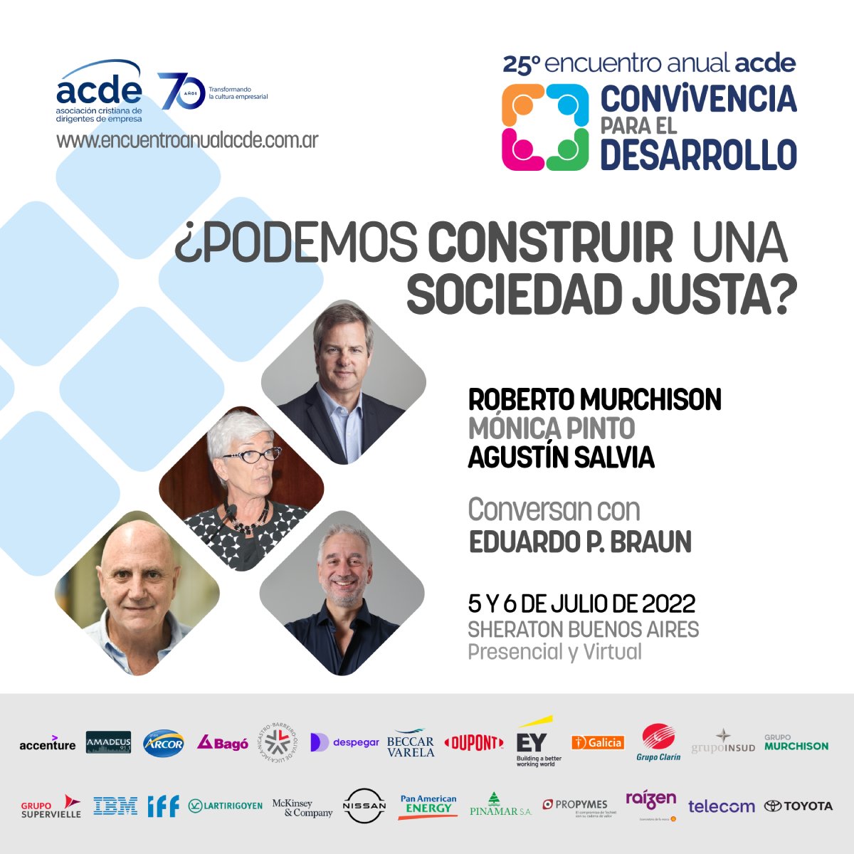 ¿Cuáles son los puntos que debemos acordar sobre lo que significa una sociedad justa?

📅 El 5 y 6 de julio te esperamos en el Sheraton Buenos Aires para ser parte del 25° #EncuentroAnualACDE.

📱 ¡Inscribite! 👉 encuentroanualacde.com.ar