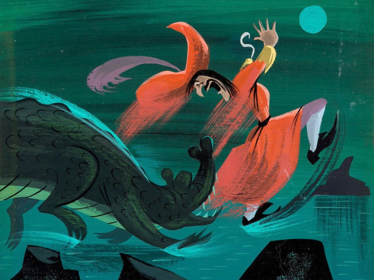 aleacabri's tweet photo. Peter Pan concept art by Mary Blair, 1953 https://t.co/q6Aj13Dvko