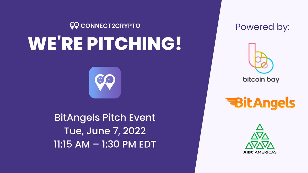 CONNECT2CRYPTO_'s tweet photo. 🚀 We's thrilled to be selected to pitch the @CONNECT2CRYPTO_  platform at the @BitAngels  Event tomorrow!

🙏 Powered by @TheBitcoinBay and @AIBCsummit  Summit, we're very grateful for this opportunity to showcase what we have been working on

👋 Come meet us tomorrow at #AIBC https://t.co/uuE86REiwd