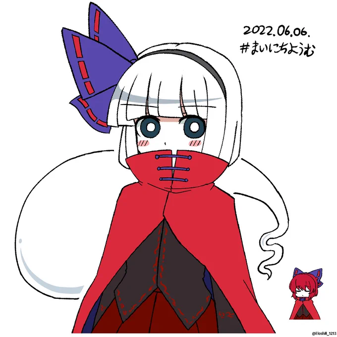 まいにちようむ#157
赤蛮奇の服を着た妖夢ちゃん
#魂魄妖夢 #東方Project 