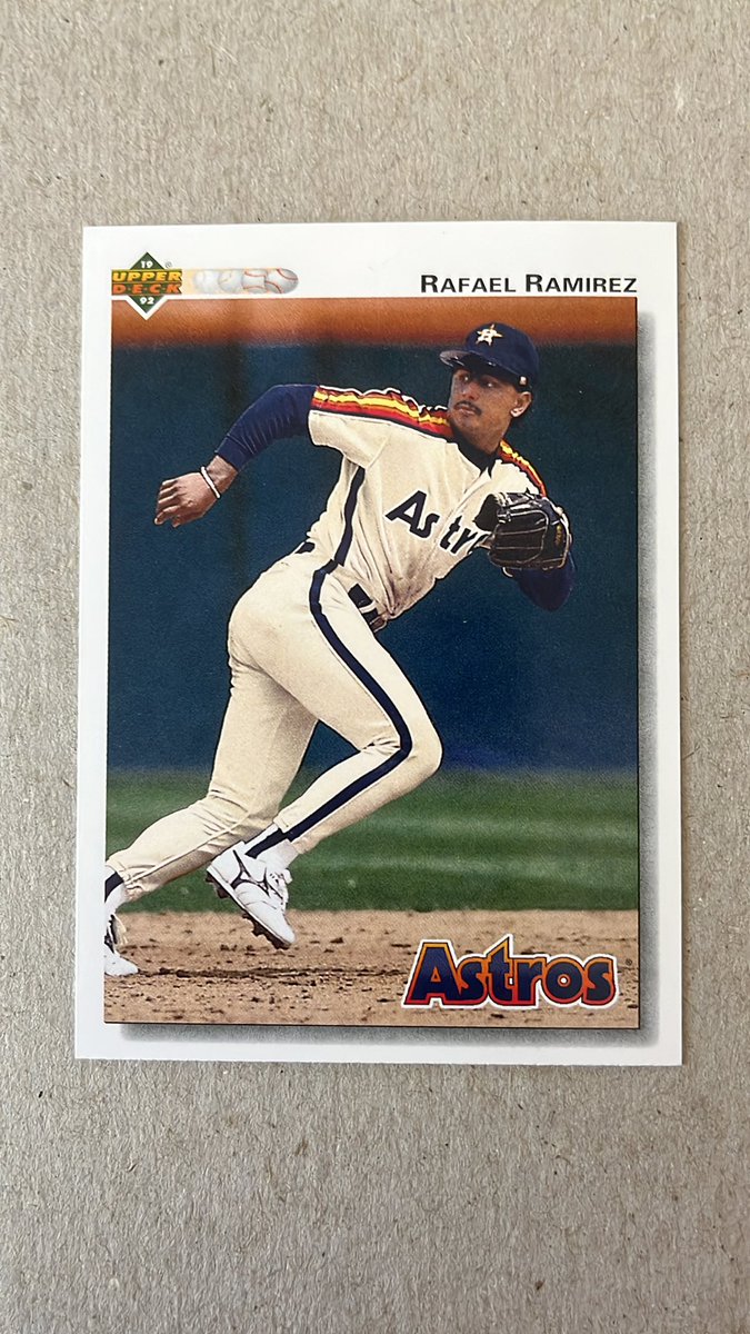 TheRealTempleW's tweet photo. Rafael Ramirez. Upper Deck 1992. Upper Deck had really great photos for their baseball cards. #baseballcards https://t.co/KXkMMjLA6F