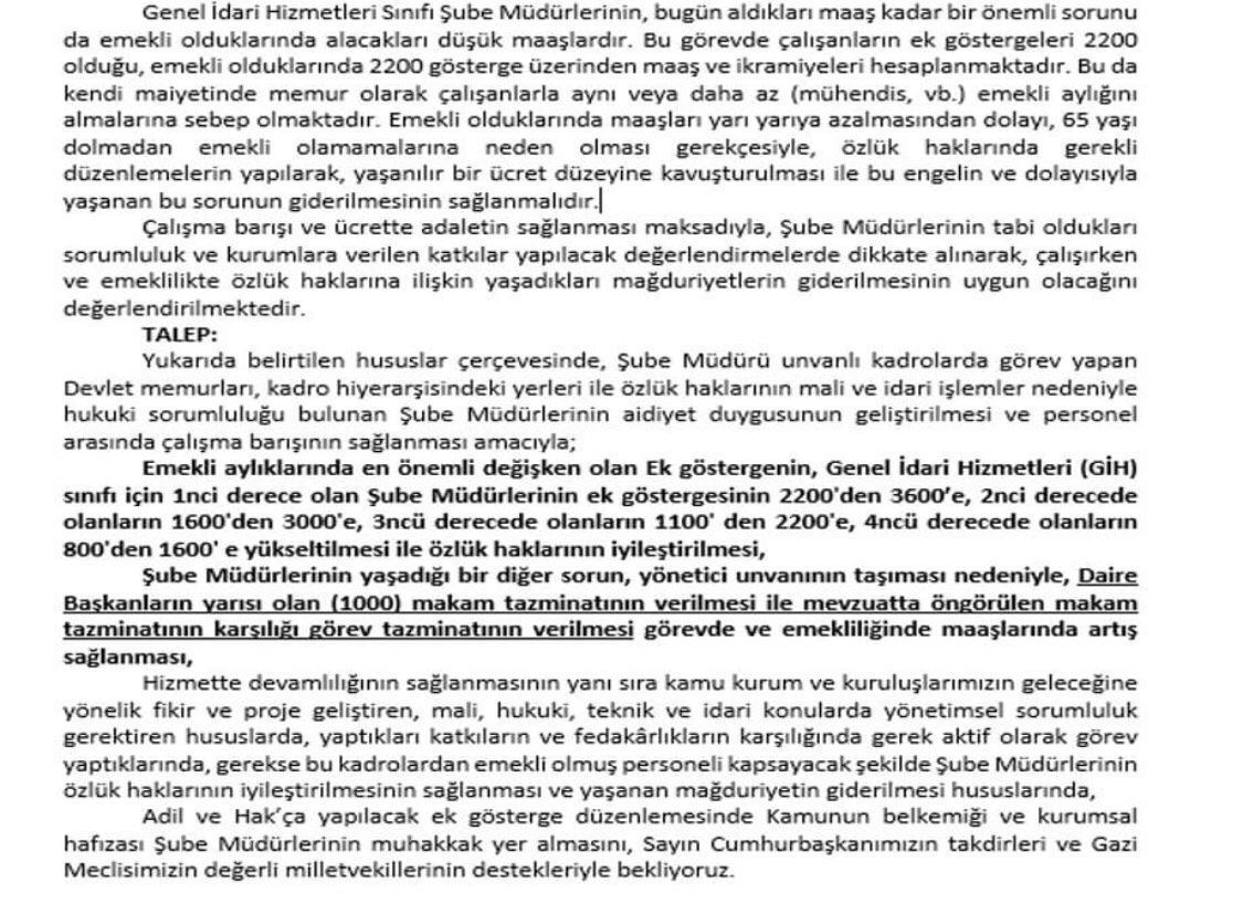 #3600ekgosterge Şube Müdürlerine 3000 ek gösterge maiyetinde çalışan memurdan aşağı ek göstergeye sahip tek yönetici ünvanına sahip Şube Müdürlerine çok büyük haksızlık getirecektir.Şube Müdürlerinin yaşayacağı mağduriyet ve adaletsizlik oluşmadan düzeltilmelidir.