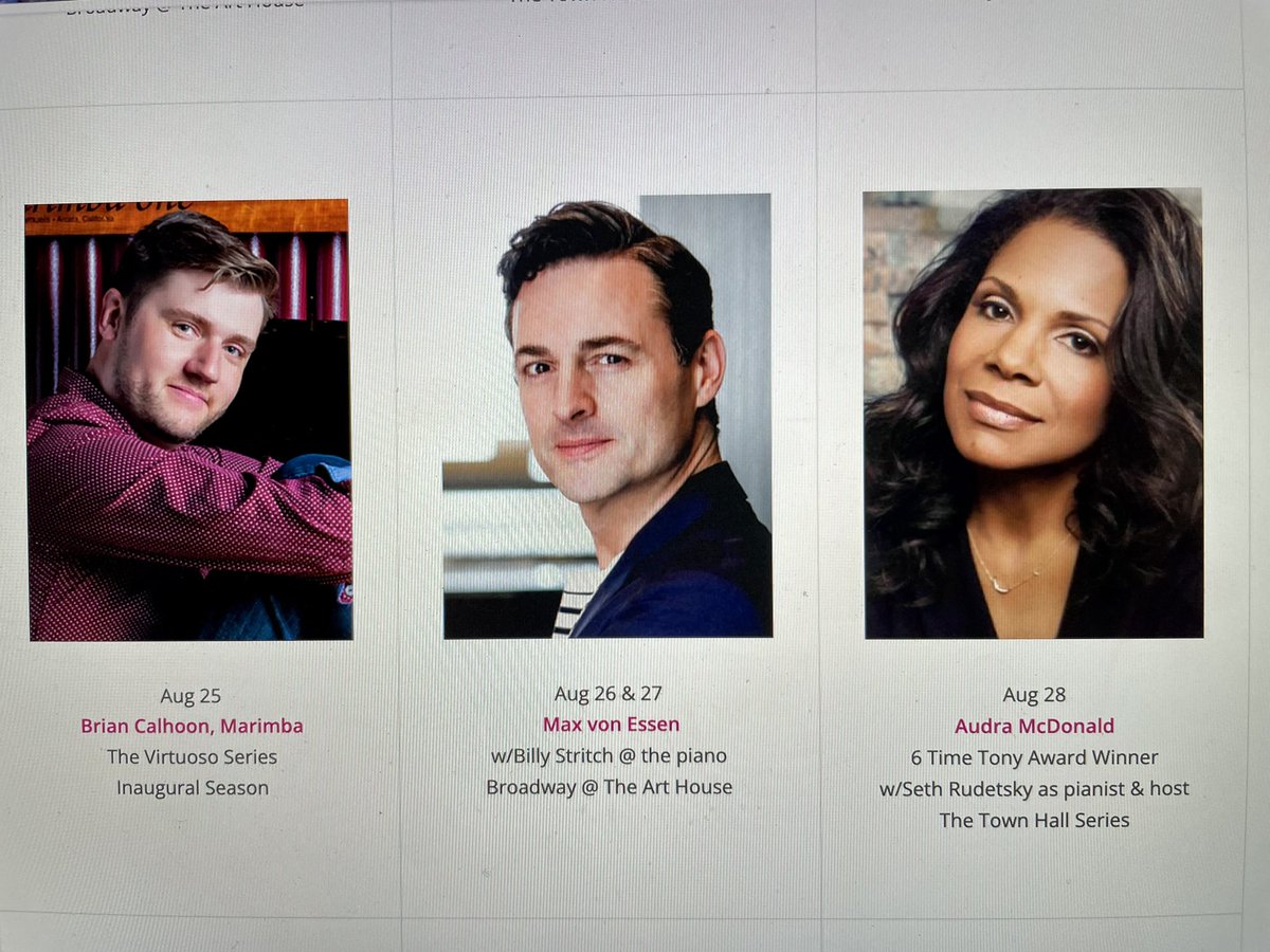 I am PINCHING myself seeing my name on the same calendar as one of my favorite singers/performers ever. I’d invite her to my show but I bet <a href="/AudraEqualityMc/">Audra McDonald</a> will be busy. ;-) Get your tix at PtownArtHouse.com and catch my classical debut on Thu Aug 25 at 7:30pm! #audra