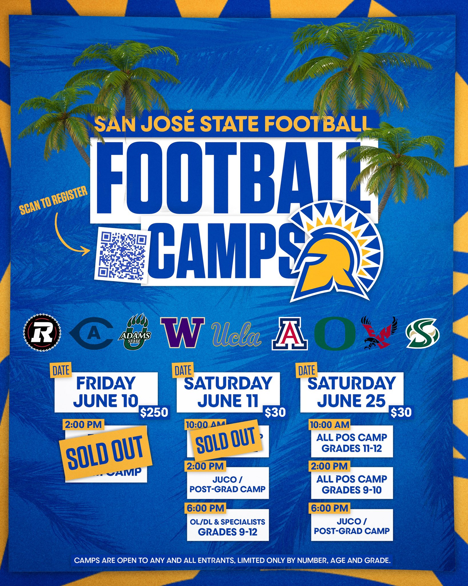 San José State Football on Twitter "San José State Football Camps 🏈🌴 ⚔️ Friday, June 10 ⚔️