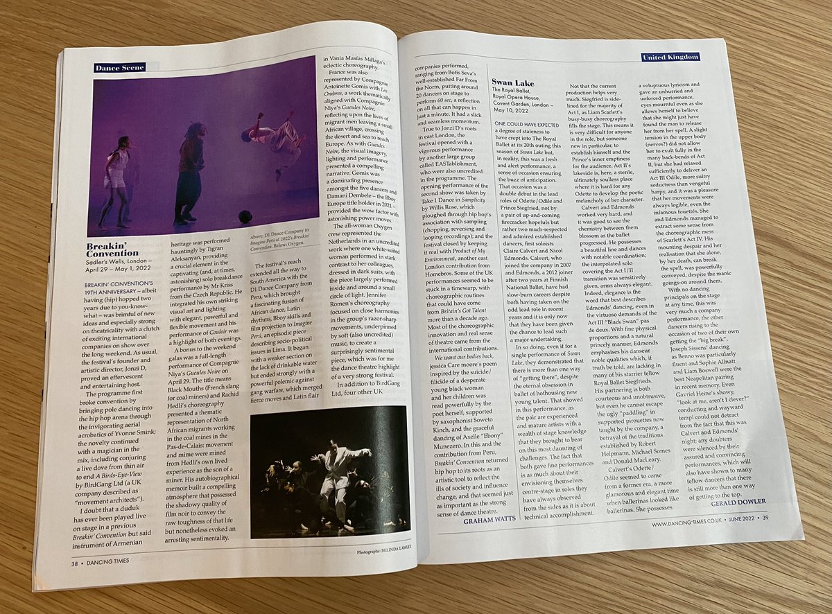 Thank you to @dance_europe and <a href="/dancingtimes/">Dancing Times</a> for such wonderful reviews on mine and @nicol.edmonds debuts in Swan Lake last month