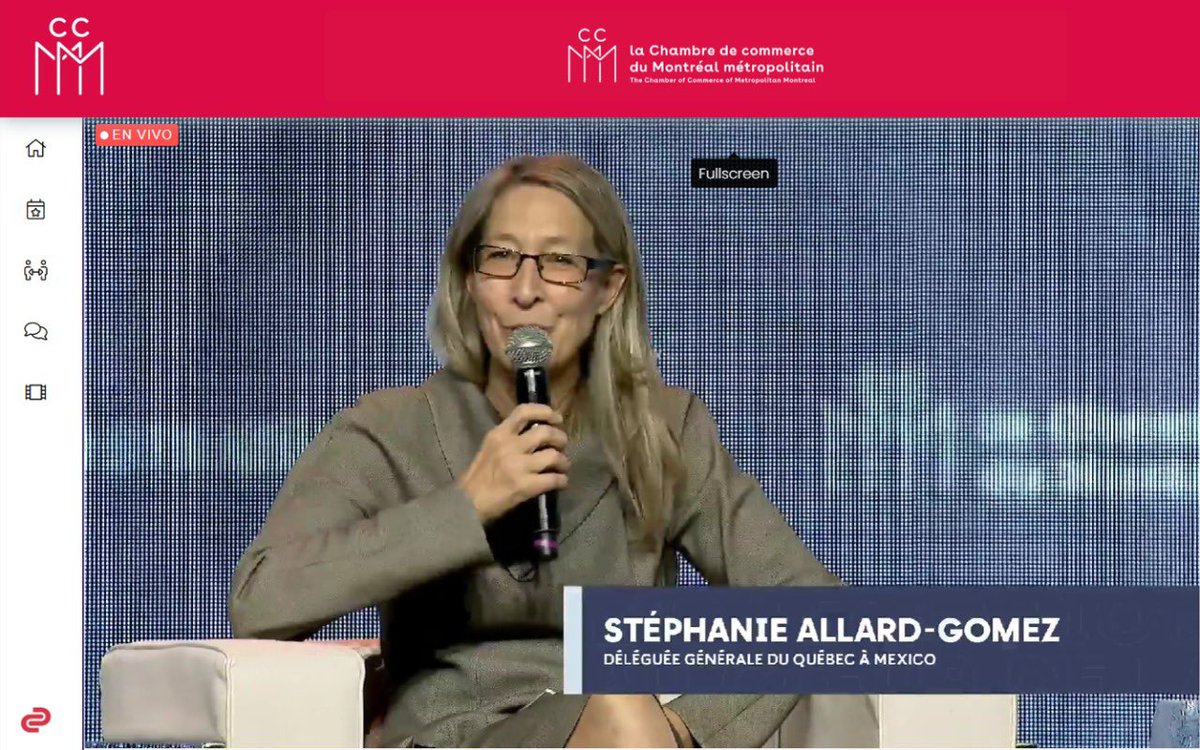 QuebecMX's tweet photo. Esta mañana nuestra delegada general @sallard1 participó en el #ForumINTL “Tirer parti des marchés à fort potentiel de l’Amérique du Nord-est et de l’Indo-Pacifique” organizado por @chambremontreal ⚜️🇲🇽 Merci pour l’invitation! 🙌🏻 @InvestQuebec @QuebecLA @QuebecSeoul @AnToussaint https://t.co/1VKsvABkFg
