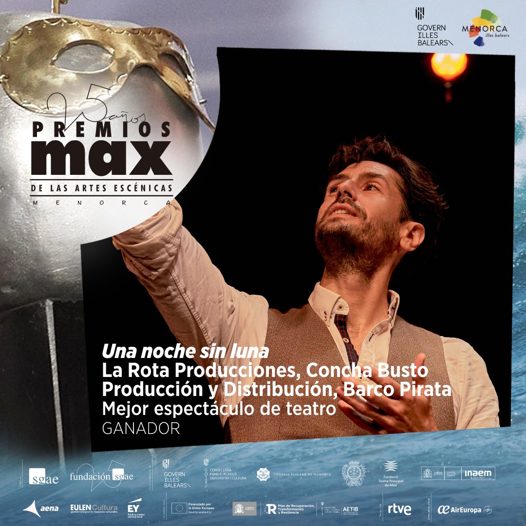 Gracias inmensas por estos dos <a href="/PremiosMax/">Premios Max</a> al mejor espectáculo teatral y mejor actor. Y gracias a todos los espectadores que nos han acompañado en este viaje. En septiembre retomamos una amplia gira por toda España. Fechas en breve en unanochesinluna.com o en <a href="/UnaNocheSinLun/">UnaNocheSinLuna</a>