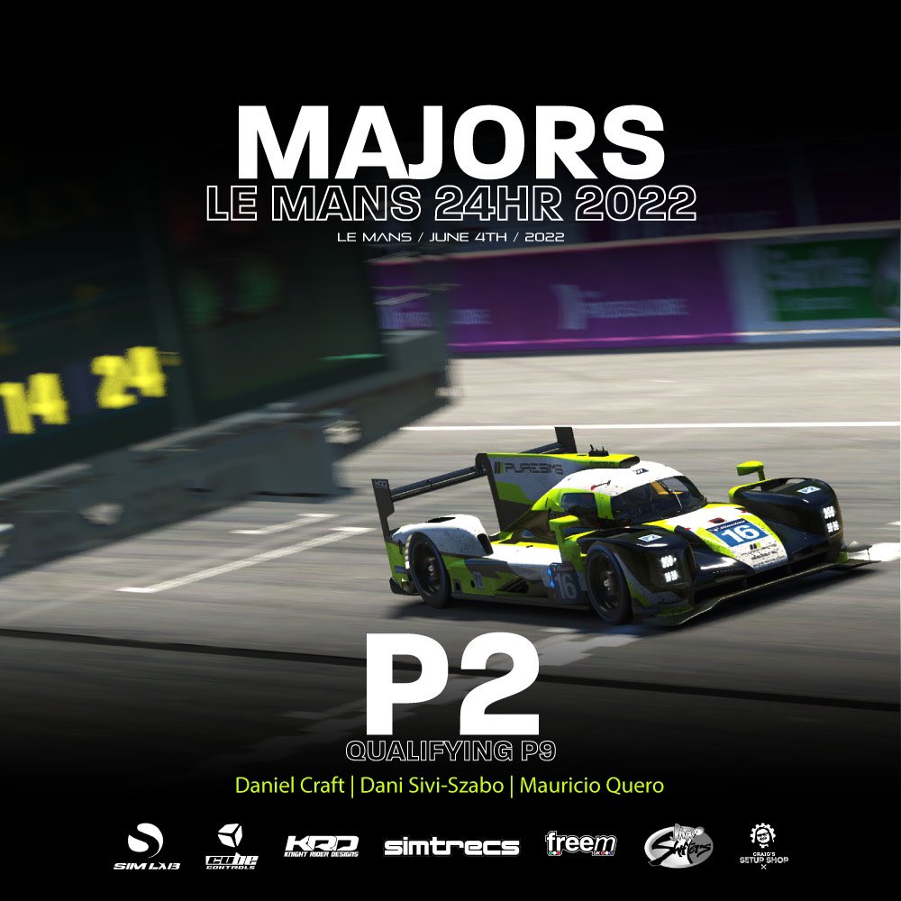 pure_sims's tweet photo. 🏆🥈P2 at Major Le Mans 24hr!

The boys in the #16 LMP2 did a mega job! Coming off of P9 they thought all the way through to bring it home on the podium!

Daniel Craft 
Dani Sivi-Szabo
Mauricio Quero

⚫️⚫️🔵
#WeArePure https://t.co/sxfJkENayK