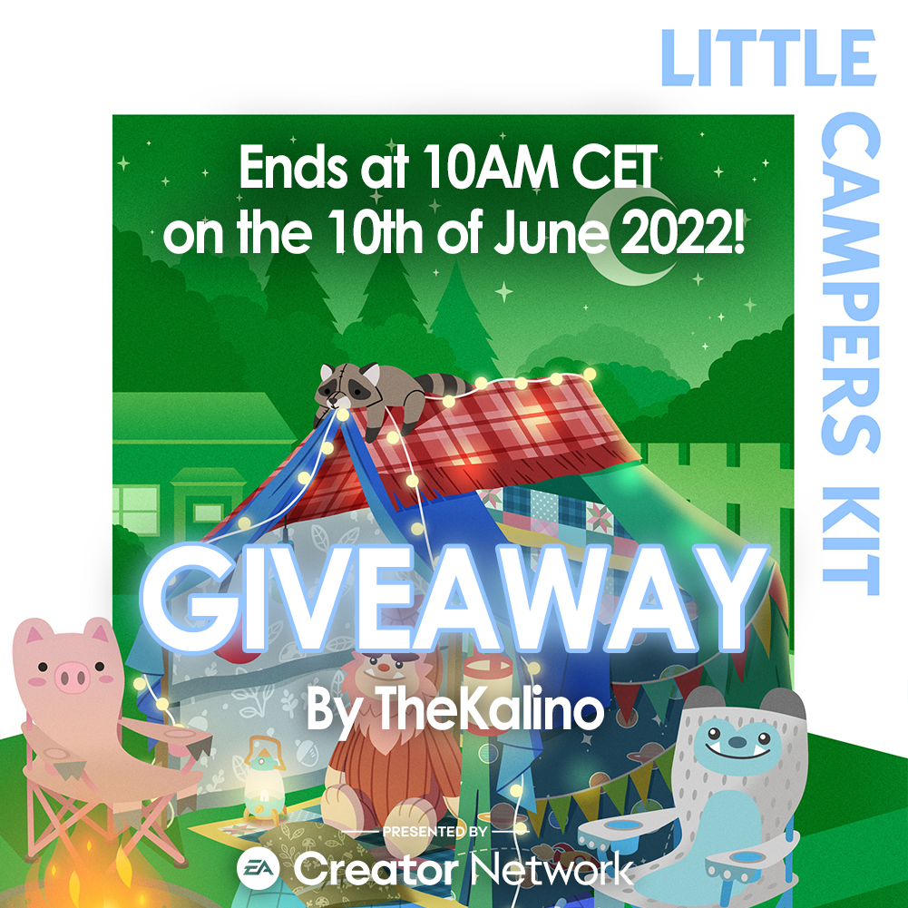 TheKalino's tweet photo. ✨GIVEAWAY✨

The Sims 4: Little Campers Kit (PC/Mac)
This Giveaway is possible by #EACreatorNetwork ! 

How to win?

Like + Retweet this Tweet and Follow me

Good luck to you all!

Ends at 10AM CET on the 10th of June 2022!
#TheSims4 https://t.co/x0GyPqxoec