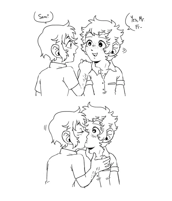 i can draw post-canon samfro kiss as a treat 