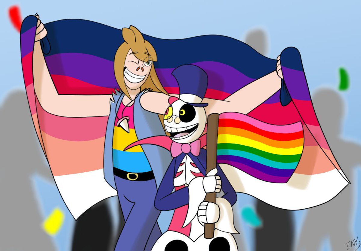 ink_lightning's tweet photo. I just wanted to celebrate Pride Month!
Ulysses from Struggling and Dapper Bones from Puyo Puyo are BOTH canonically gay characters!
#strugglingfanart
@Chasing_Rats #Pride2022 #pridemonth2022 #pridemonthart
#strugglinggame #PuyoPuyo #ぷよぷよ #dapperbones #おしゃれコウベ https://t.co/dk6dCAs5z6