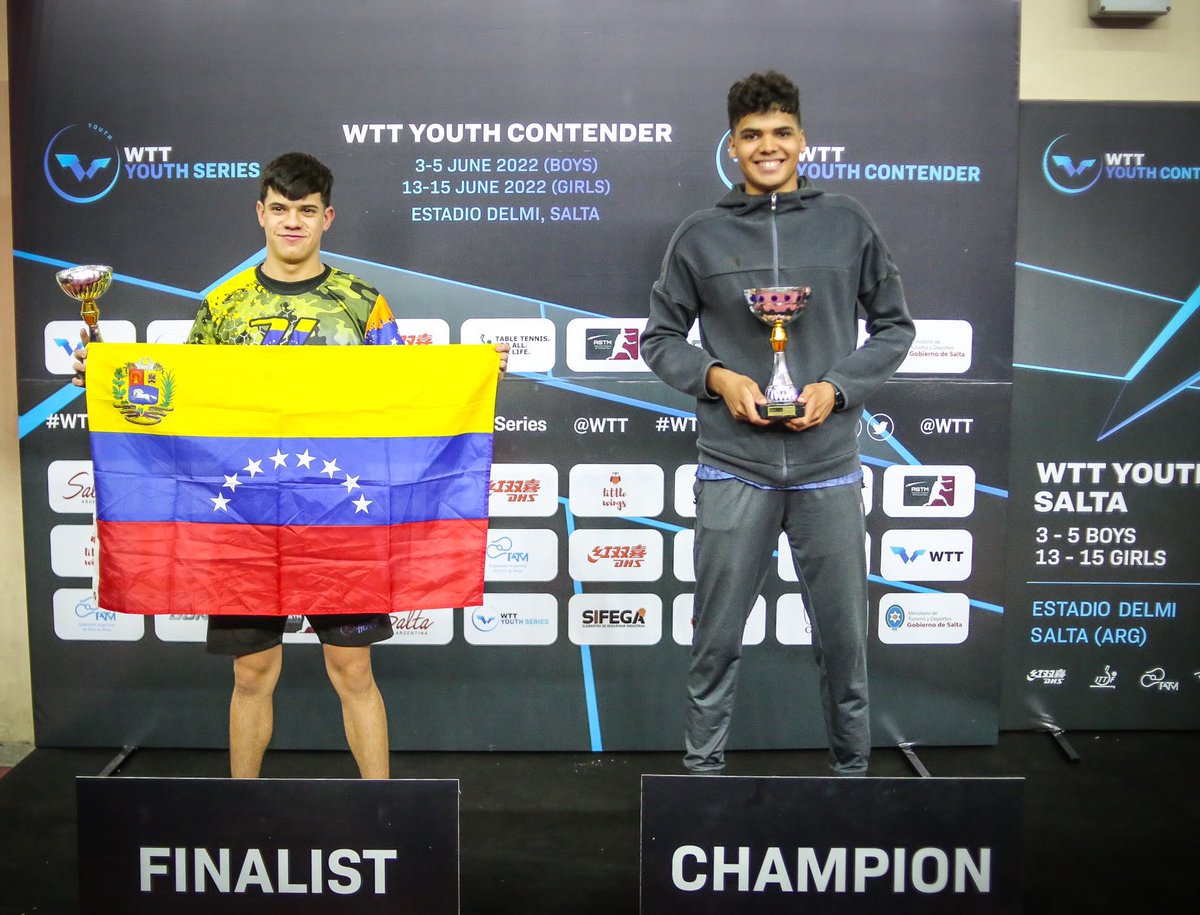 ITTFAmericas's tweet photo. Campeones del #WTTYouthContender Salta 2022 🇦🇷

🏆 Ángel Naranjo 🇵🇷 U19
🏆 Carlos Ríos 🇻🇪 U15
🏆 Flavio De Sousa 🇧🇷 U11 

➕ https://t.co/EPffIUzsj8
📸 Ariel Popiolek | @WTTGlobal https://t.co/aDGoQ0M1bQ