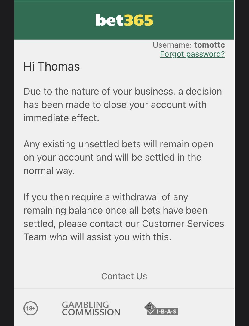 TomOTTC's tweet photo. @bet365 Just closed my account because I won a few free bets and withdrew the money. Can’t hack it when they aren’t rinsing customers of their money/fuelling gambling addiction. https://t.co/qjisKmx4AW