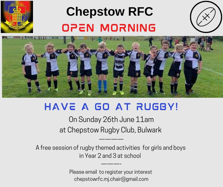 Calling all 6 & 7 yr olds in Chepstow who fancy a go at rugby…. @thedellschool @StMarysRCSch @ThornwellSchool @PembrokePrimary @shirenewtonsch @TutshillCofE