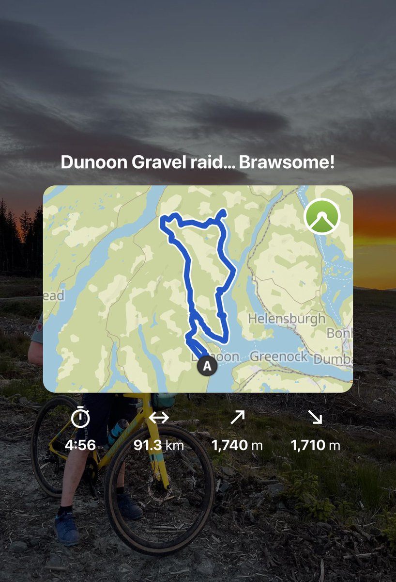 Gravel riding from Dunoon on the Cowall Peninsula… would defo recommend! Fab way to spend a Sunday… love an adventure 🙌🏻