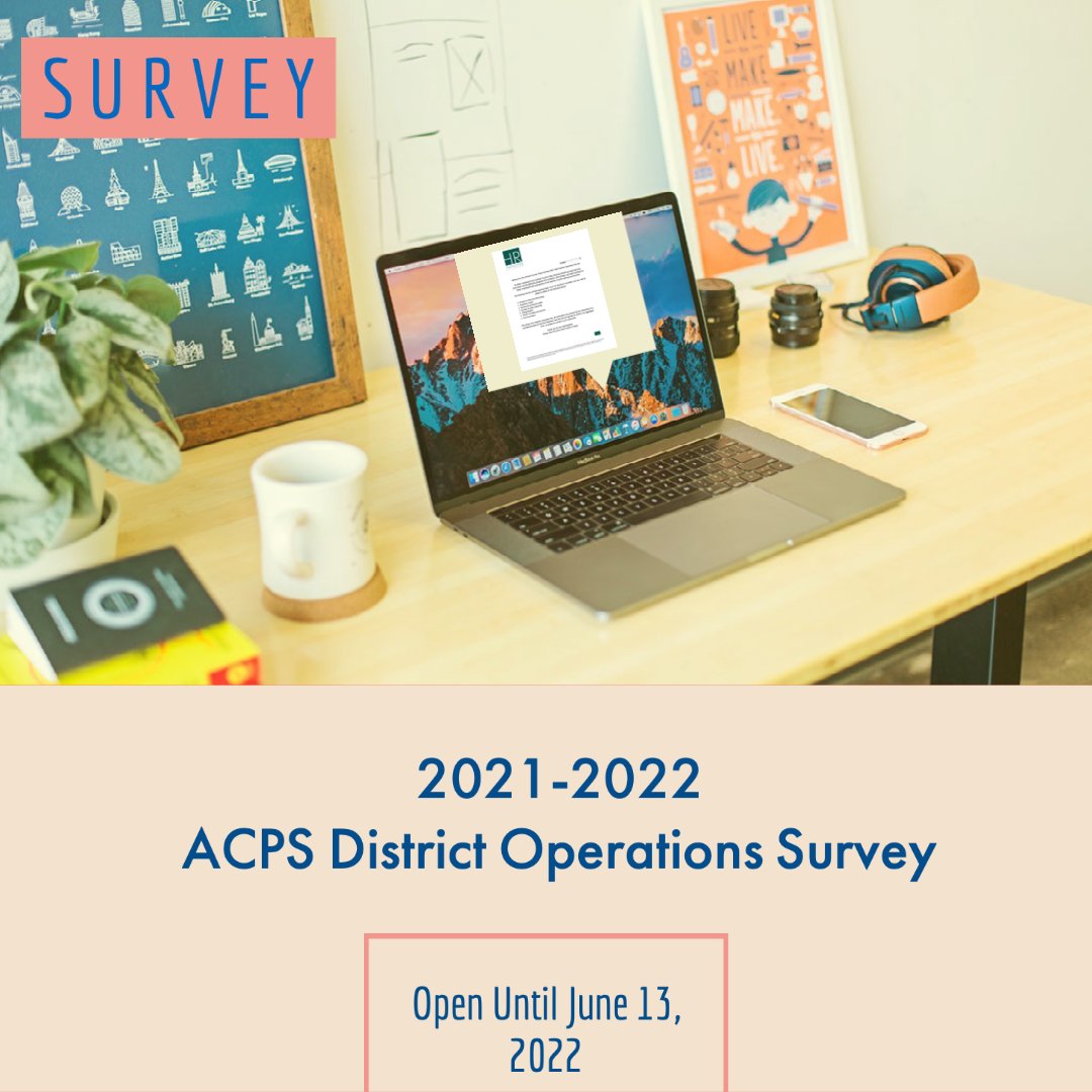 ACHSLancers's tweet photo. Dear ACPS Families,
You are being asked to take part in ACPS Annual District Operation Survey. We hope that data from this survey helps ACPS to support our school community.  We ask that you complete this survey no later than 6.13.22. Thanks
Survey link:  https://t.co/EW7niVNnjl. https://t.co/MzV5pgaCba