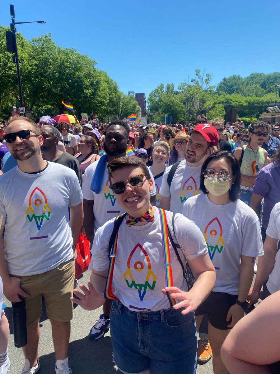 launchcode's tweet image. We loved showing off our #PhillyPride yesterday! Check out our link in bio for upcoming pride events this month #Pride2022 #PrideMonth