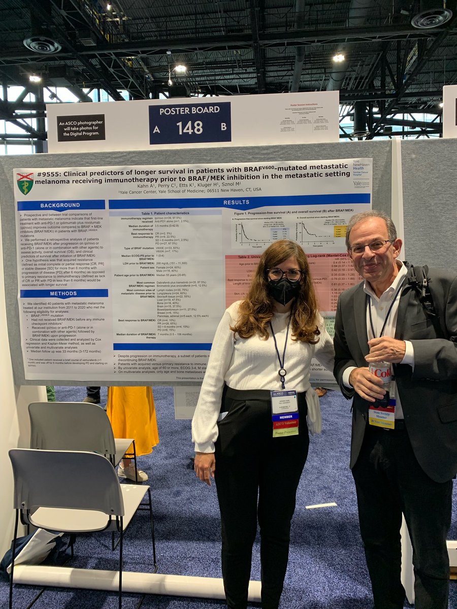 What a wonderful learning opportunity to lead this insightful project in melanoma with the amazing and legendary Yale team Sznol/Kluger and present it today at #ASCO22! #melanoma @YaleHemOnc @curtperrymdphd @SmilowCancer