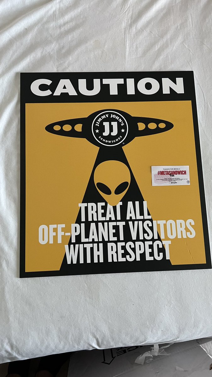 MetaPartyVibes's tweet photo. Thank you for sending us this poster π½@jimmyjohns #MetaSandwich #MetaPartyVibes https://t.co/etEMSdZEmm