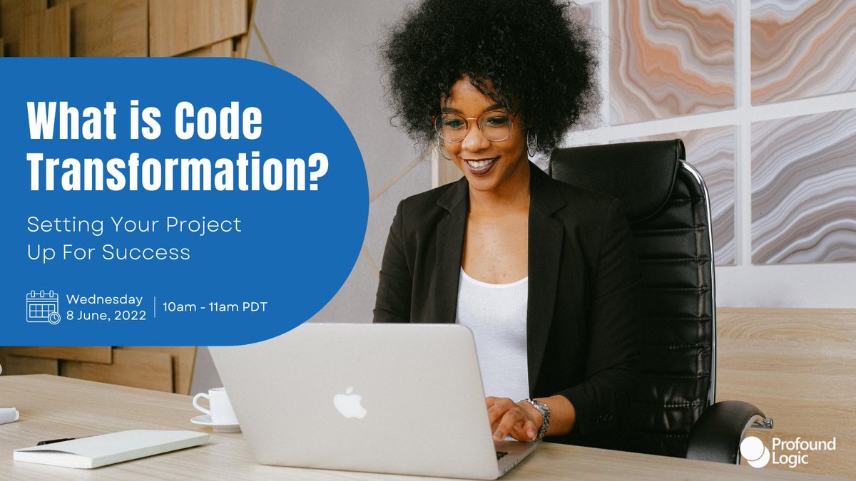 ProfoundLogic's tweet image. Have you registered for our webinar?! It&apos;s not too late to secure your spot for part two of our  What is #CodeTransformation #webinar series! Hop in Wed. at 10a to learn how laying the groundwork is pivotal in the success of your project! Register here: hubs.la/Q01ctRPG0