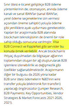WKahneman's tweet photo. The English translation of this Turkish document from Deloitte is "Visa Services such as B2B Connect and RippleNet examples can be given in the topic." If (!) this is accurate, then they are touting Visa's use of #Ripple as a service. 
https://t.co/1z1qOhJN4p https://t.co/F2tXzMBfp4