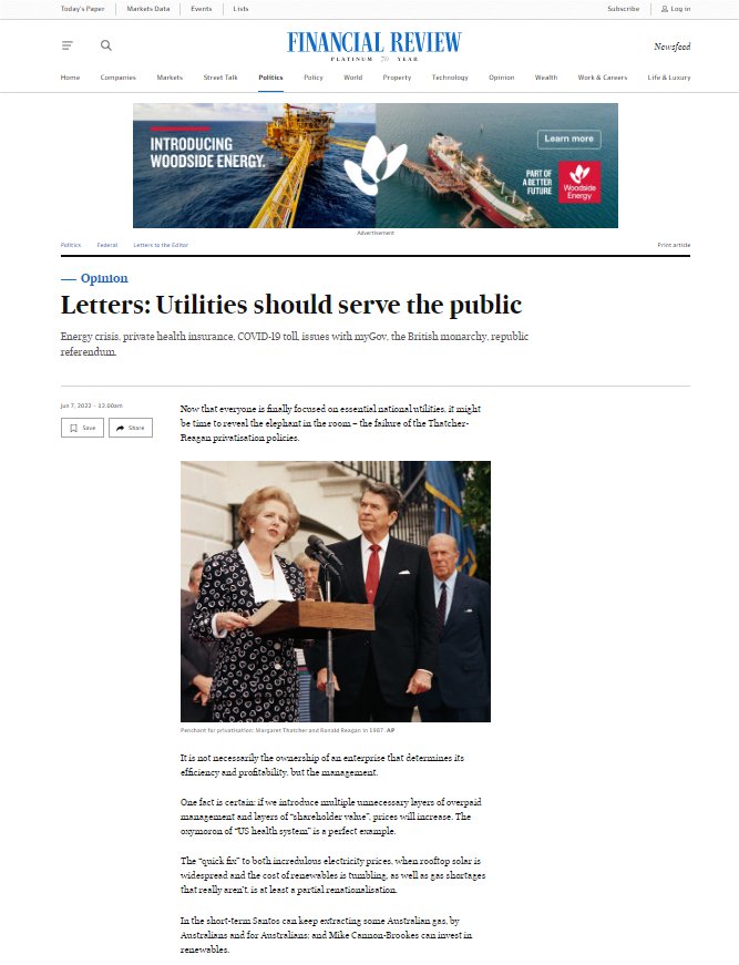 David_Langsam's tweet photo. @BennSteil 
Lead letter in the Australian Financial Review calls for partial re-nationalization of energy. https://t.co/SwLI4JzSr5