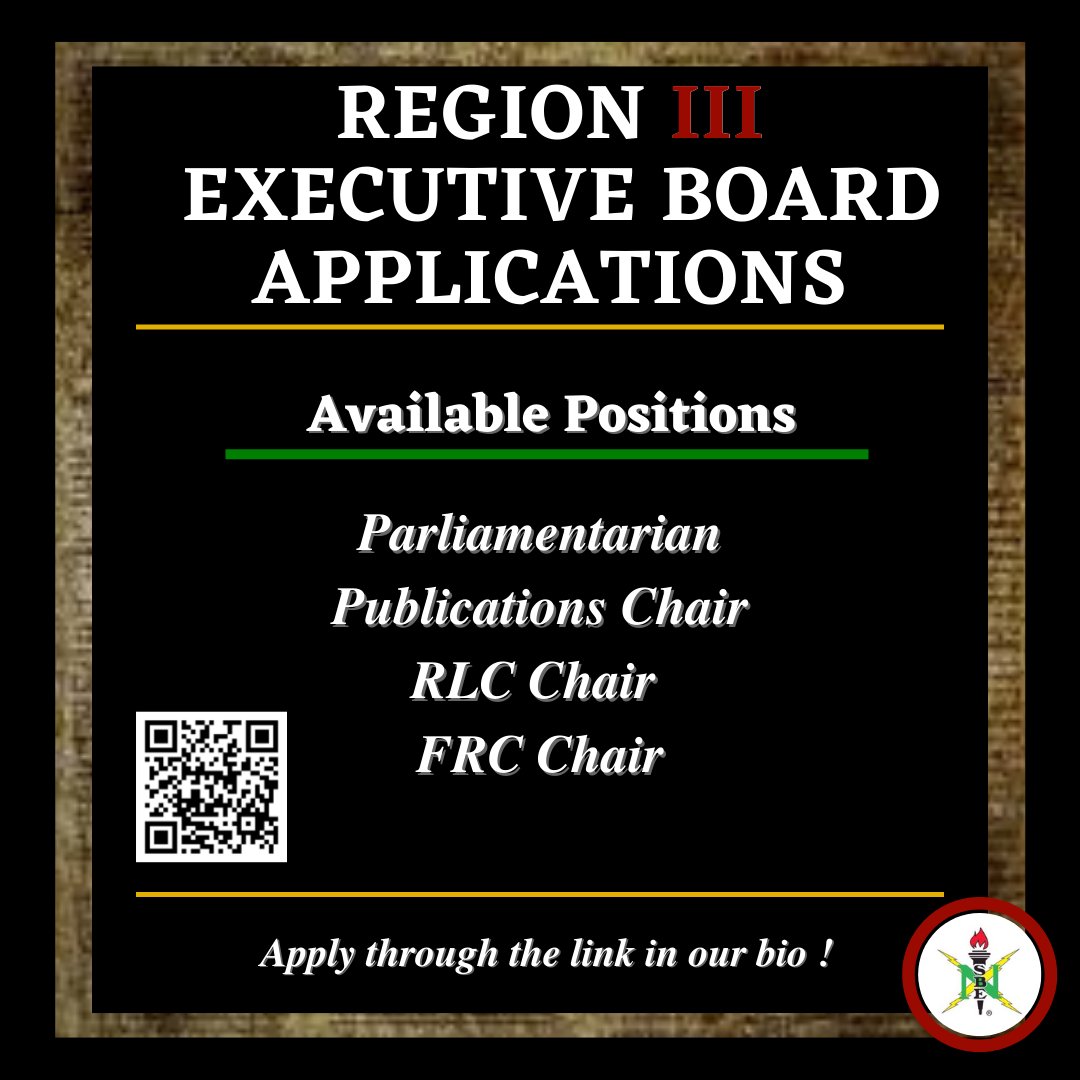 R3NSBE's tweet photo. Are you looking for ways to get more involved in NSBE leadership at a higher level? The Regional Executive Board is still accepting applications for our open positions.  Apply through the link in our bio! 

#r3nsbe #pow3rhouse https://t.co/BHPsTssjAE