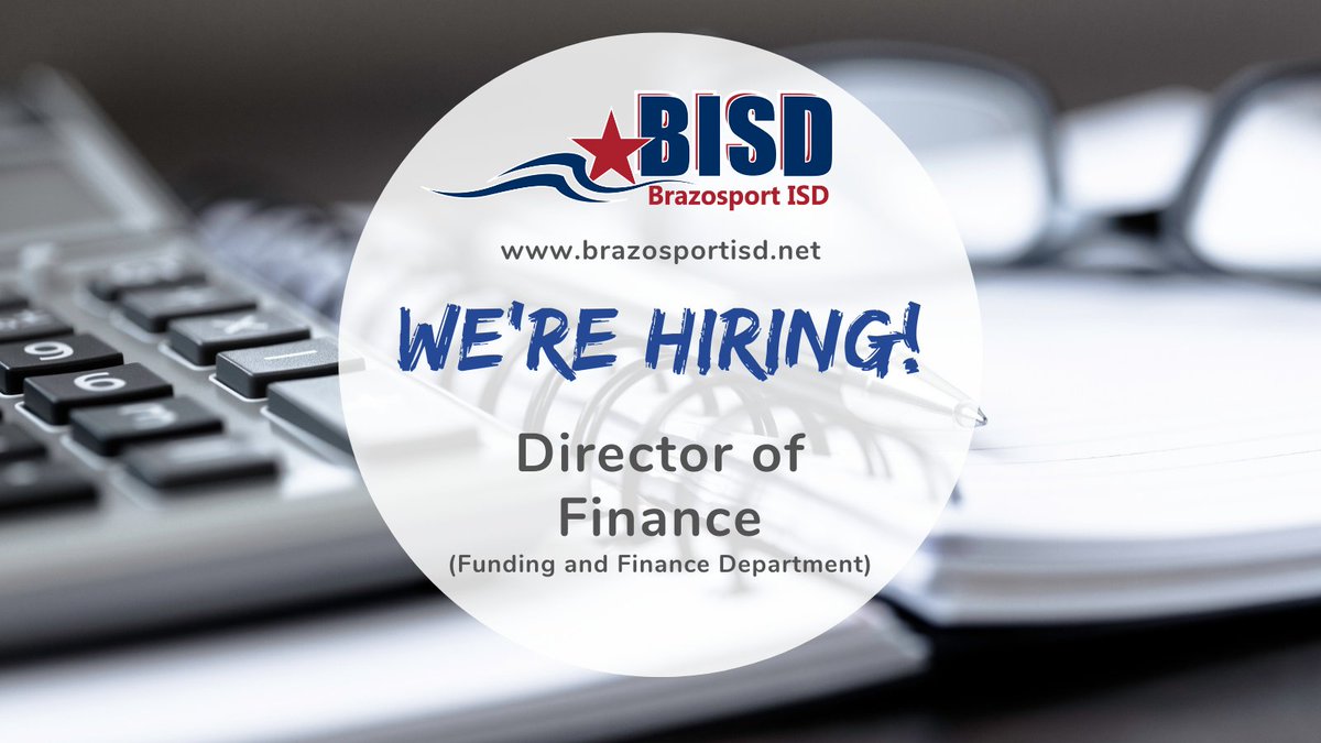 Interested in joining our AMAZING Funding & Finance team!? We are looking for a candidate to fill the role of Director of Finance. Visit our website to view job details & apply! applitrack.com/brazosportisd/… #BISDpride #FromHereAnythingIsPossible