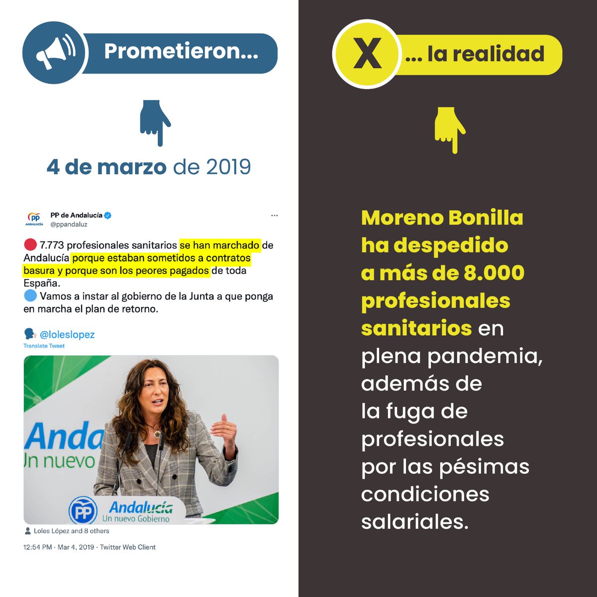 psoesanfernando's tweet photo. Las promesas que @JuanMa_Moreno hacía a través de la cuenta oficial del Partido Popular hna quedado en esto 👇👇 https://t.co/pCZCZDrZ9W